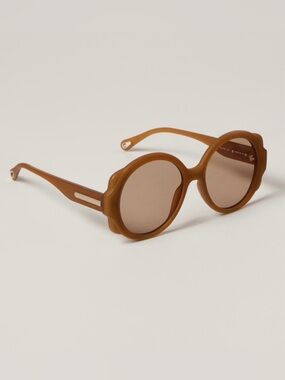 Chloé Mirtha CH0120S Oversized Round Sunglasses Brown Yellow Acetate $340